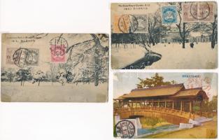 3 db RÉGI japán város képeslap / 3 pre-1945 Japanese town-view postcards