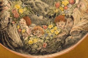 Prihoda István (1891-1956): Mária Jézussal. Rézkarc, papír, foltos, jelzett, paszpartuban, 52×43 cm