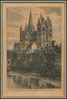 Jelzés nélkül: Limburg/dóm. Rézkarc, papír, paszpartuban, 12×8 cm