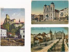 11 db RÉGI történelmi magyar városképes lap (egy Lipcsével) vegyes minőségben: Temesvár, Arad, Brass...