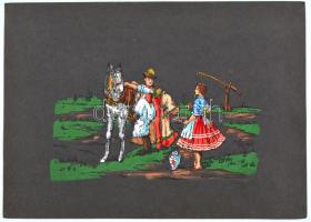 Olvashatatlan jelzéssel: Alföldi pár. Tus, akvarell, papír, 25×35 cm