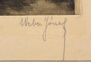 Weber József (?-?): Fekete fáklyák, rézkarc, papír, jelzett, kartonra kasírozva, 17x24 cm