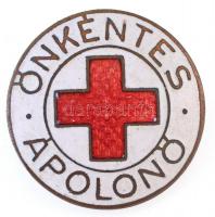 ~1930-1940. Önkéntes Ápolónő zománcozott Br jelvény (22mm) T:1-  Hungary ~1930-1940. Volunteer Nurse enamelled Br badge (22mm) C:AU