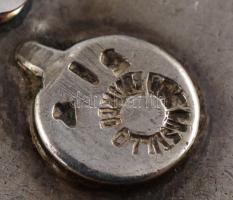 Ezüst(Ag) halas fülbevalópár ametiszt kővel, jelzett, d: 2,5 cm, bruttó: 23,6 g