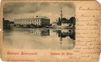 1899 Belényes, Beius; Görög katolikus fiú internátus, templom. Sonnenfeld Adolf 919. / Greek Catholic boy boarding school, church (EM)