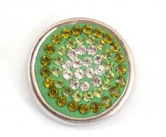 Ezüst(Ag) színes strasszokkal díszített medál, jelzett, d: 1,3 cm, bruttó: 2,2 g