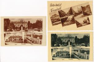 Tornalja és Torna, Tornala and Turna; Országzászló, posta, vár / Hungarian flag, post, castle - 3 db régi képeslap kiváló állapotban / 3 pre-1945 postcards in excellent condition