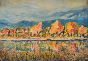 Jelzés nélkül: Őszi tál. Akvarell, papír, felcsavarva, 43×61 cm