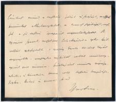 1918 Ignotus [Veigelsberg Hugó] (1869-1949) költő, író, kritikus autográf levele  Gerő Ödön (1863-19...