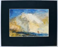 Jelzés nélkül: Balatoni vitorlás Akvarell, karton, paszpartuban, 22x31 cm