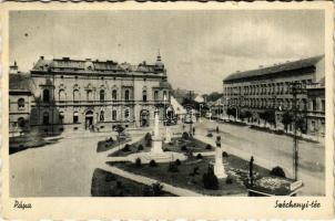 Pápa, Széchenyi tér, Református Nőnevelő Intézet, Honvéd emlékmű, üzletek