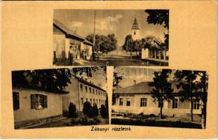 1958 Záhony, Fő utca, üzlet, templom, kerékpár. Képzőművészeti Alap Kiadóvállalat (EK)