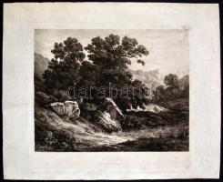 Jäger G. (?-?): Hegyi táj. Rézkarc, papír, jelzett a karcon, 26x34 cm