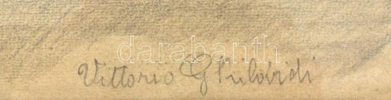 Vittorio (...) jelzéssel: Historizáló kupa. Ceruza, papír, üvegezett fa keretben, 38,5x48,5 cm