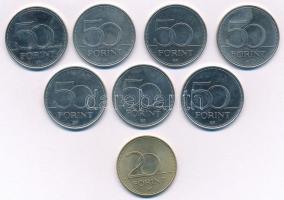 2005-2018. 50Ft Cu-Ni emlékkiadások (7xklf) + 2003. 20Ft Cu-Ni-Zn "Deák" T:2,2-