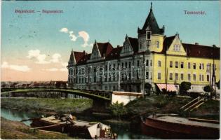 Temesvár, Timisoara; Béga részlet, híd, Horgony Kávéház / riverside, bridge, cafe