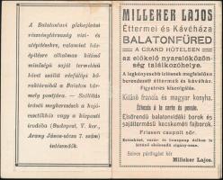 1910 A "Balatontavi Gőzhajózási Részvény-Társaság" illusztrált menetrendje, kihajtható, sz...