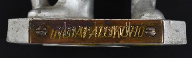 Öntödei vasmunkás, alumínium szobor, Inotai Alukohó felirattal, m: 28 cm