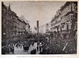 cca 1894 Kossuth Lajos temetése - A gyászmenet eleje, a halottas kocsival, az Erzsébet-körúton, Weinwurm Antal fényképe, 29,5x38 cm