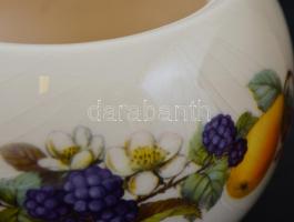 Sisi porcelán bögre, jelzett, hajszálrepedésekkel, d: 8 cm, m: 10 cm + gyümölcsös kerámia tartó, haj...