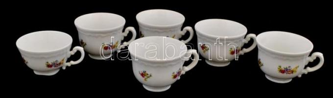 Zsolnay virágmintás porcelán készlet, 31db-os, kínáló tállal, tányérokkal, csészékkel, aljakkal, jel...