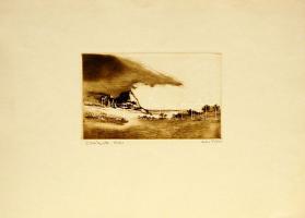 Kiss Tibor (1971-): Erdőszélen, rézkarc, szignált, 16/100 40x30cm