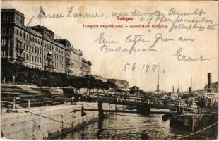 1911 Budapest V. Hungária nagyszálloda, rakpart, kikötő