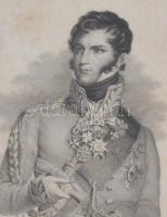 cca 1830 I. Lipót belga király (1790-1865) portréja, acélmetszet, Karlruhe, Kreuzbauer, üvegezett fa...