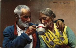 Napoli, Tipi Napoletani / old Neapolitan couple, Italian folklore. Ed. C. Cotini (EK)