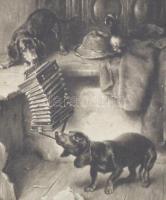 cca 1900 Schlechte Musikanten, Carl Reichert pinx-Photogravure Bruckmann, München, Union, nyomat, üv...