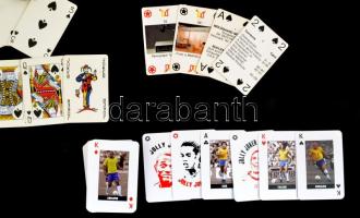 3 pakli francia kártya, közte brazil foci illusztrációval