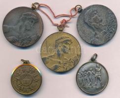 5db vegyes, magyar és olasz fém sportérem, közte ~1970. "Magyar Atlétikai Szövetség 1897 I. / I...