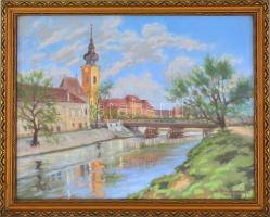 Szittya Horváth Lajos (1883-1960): Karmelita templom Győr, 1949. Pasztell, papír. jelzett, hátoldalá...