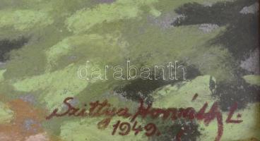 Szittya Horváth Lajos (1883-1960): Karmelita templom Győr, 1949. Pasztell, papír. jelzett, hátoldalá...