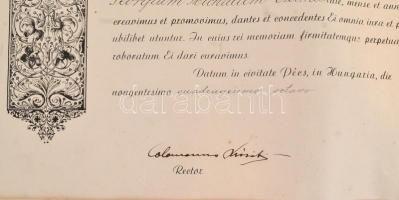 1945 a Pécsi Tudományegyetem államtudományi doktori diplomája, Csekey István dékán aláírásával, okmá...