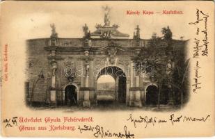 1899 Gyulafehérvár, Karlsburg, Alba Iulia; Károly-kapu, kerékpár. Carl Bach kiadása / Karlstor / castle gate, bicycle (EK)