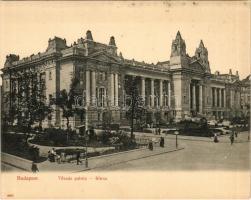 Budapest V. Tőzsdepalota. Hajtatlan panoráma képeslap, Taussig Arth. 6987. (ragasztónyom / gluemark)