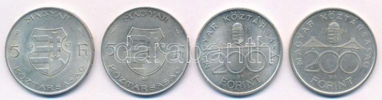 1947. 5Ft Ag "Kossuth" (2x) + 1993. 200Ft Ag "MNB" + 1994. 200Ft Ag "Deák&q...