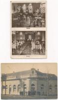 Komárom, Komárno; Corso kávéház és étterem, belső / cafe and restaurant, interior - 2 db régi képeslap, egyik eredeti fotó felvétel / - 2 pre-1945 postcards, one of them is an original photo
