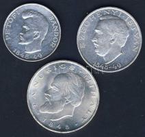 1948. 5Ft+10Ft+20Ft Ag "Petőfi, Széchenyi, Táncsics-Szabadságharc" sor T:2