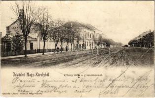 Nagykároly, Carei; Kölcsey utca, gimnázium, városi tornaterem. Csókás László kiadása / street view, high school, gym hall (r)