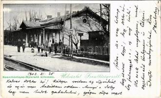 1903 Budapest XVIII. Pestszentlőrinc, Pusztaszentlőrinc, Szentlőrinc; Szent-Lőrincz-nyaraló vasútállomás, vasutasok (EK)