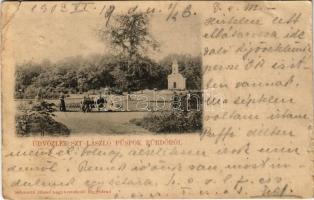 1903 Püspökfürdő, Szentlászlófürdő, Baile 1 Mai (Váradszentmárton, Sanmartin); park, kápolna. Schwartz József kiadása / park, chapel (b)
