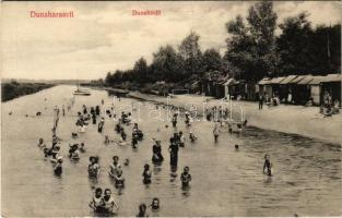 Dunaharaszti, Dunafürdő kabinokkal, strand. Kulikov J. Nándor fényképészeti műterme kiadása 1912. (Rb)