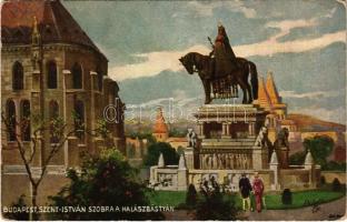 1919 Budapest I. Szent István szobor, Halászbástya. Raphael Tuck & Sons Oilette Series Budapest No. 2016. s: Földes (EK)