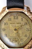 Arany (Au) 18K Resios watch mechanikus női karóra, másodpercmutatós számlappal, bőr szíjjal, az üveg...