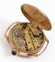 Arany (Au) 18K Resios watch mechanikus női karóra, másodpercmutatós számlappal, bőr szíjjal, az üveg...