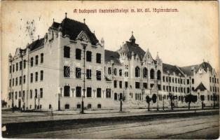 1911 Budapest VIII. Tisztviselőtelep, M. kir. állami főgimnázium, villamospálya (fl)