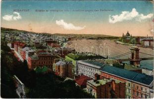 1921 Budapest, kilátás az Országház felé, Lánchíd (EB)