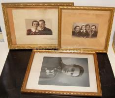 3 db keretezett nagyméretű fotó, közte katona